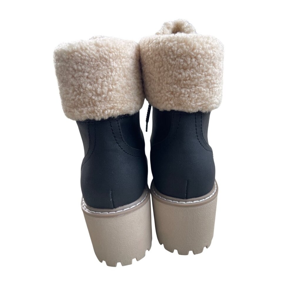Dolce Vita Women's 8.5 Russit Faux Shearling Faux Leather Wedge Roun Toe Boot - Picture 4 of 9